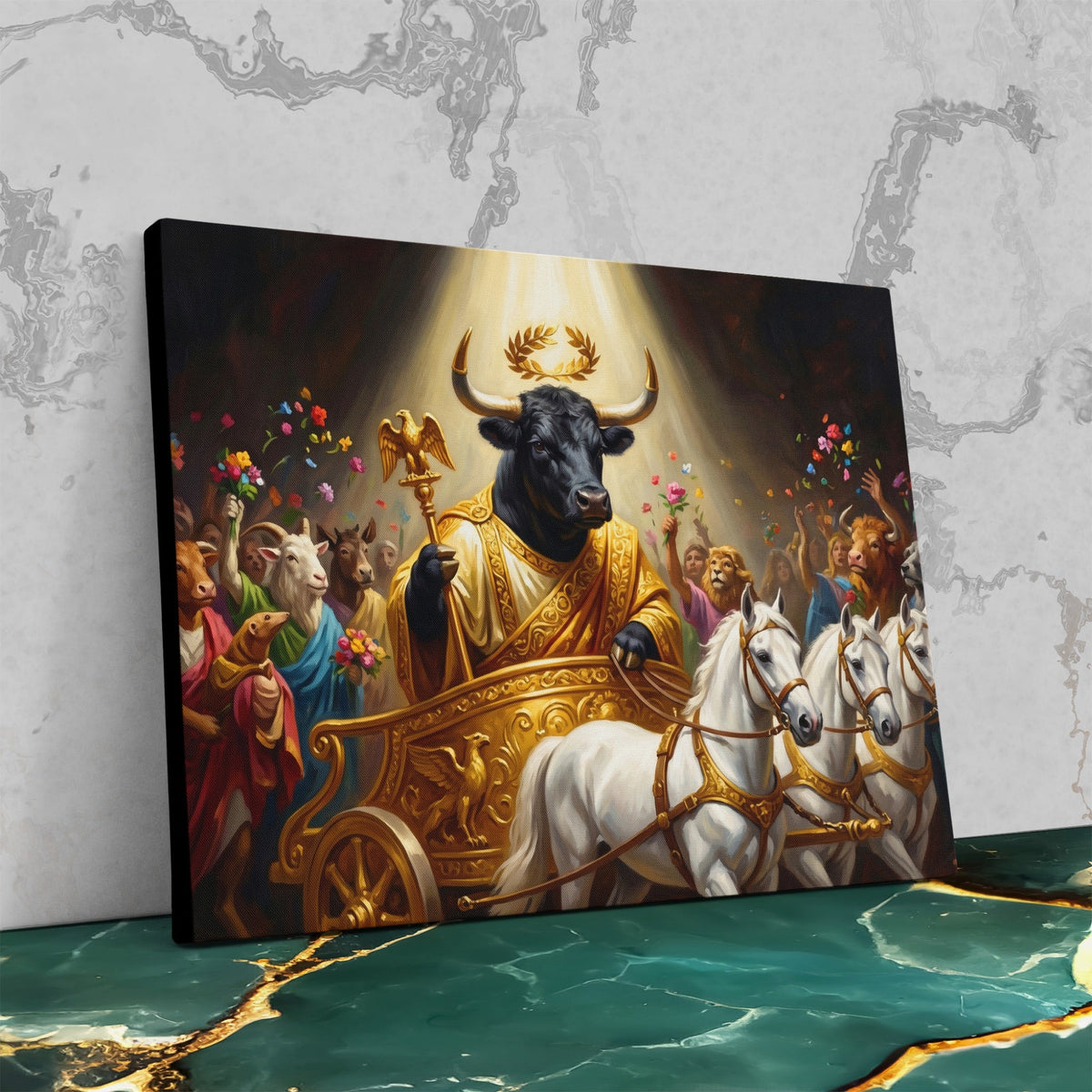Bull Golden Ascension - Luxury Wall Art