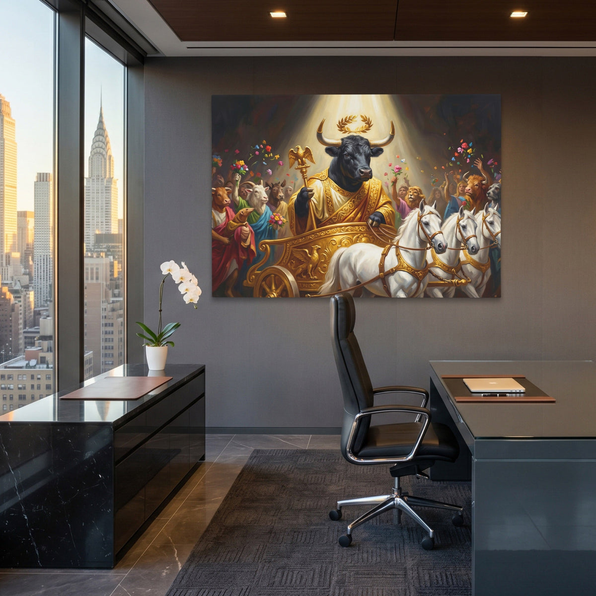 Bull Golden Ascension - Luxury Wall Art