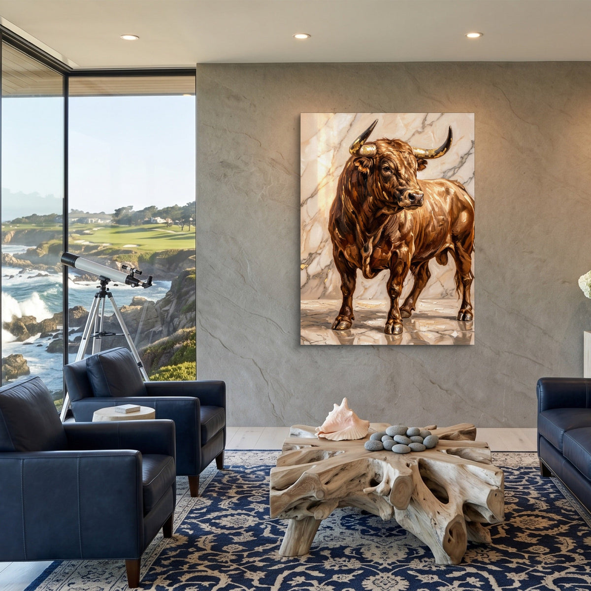 Bull in Marble Hall - Luxury Wall Art