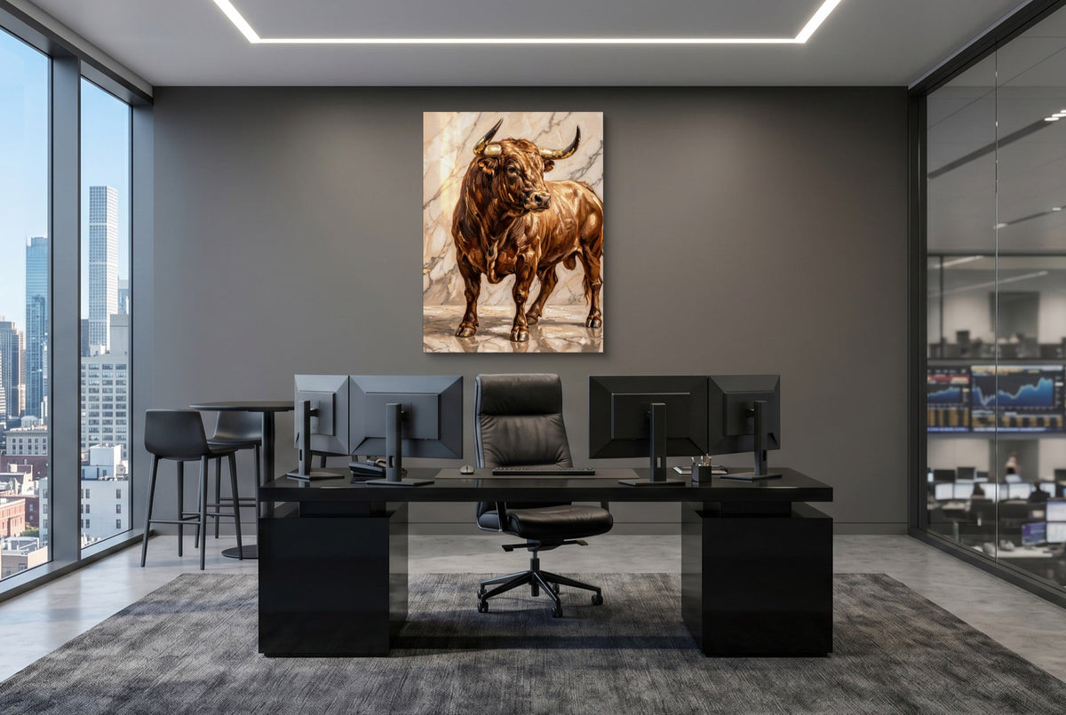 Bull in Marble Hall - Luxury Wall Art