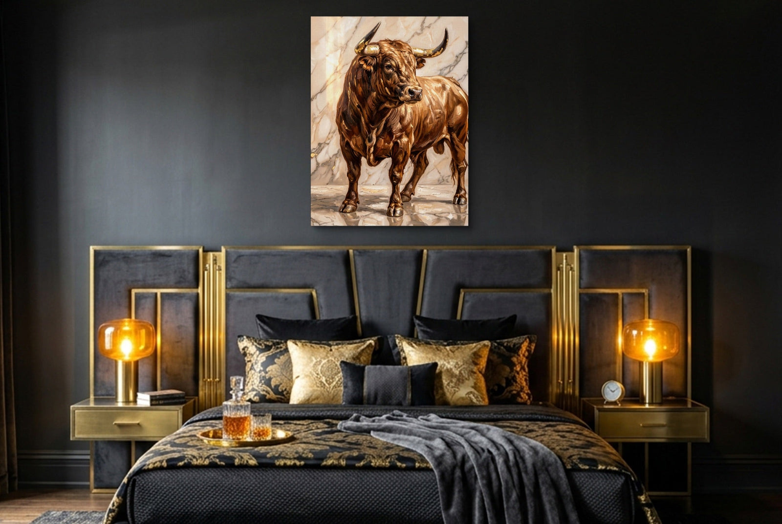 Bull in Marble Hall - Luxury Wall Art