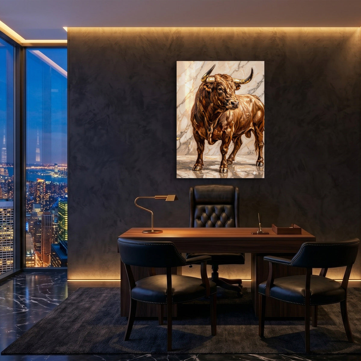 Bull in Marble Hall - Luxury Wall Art