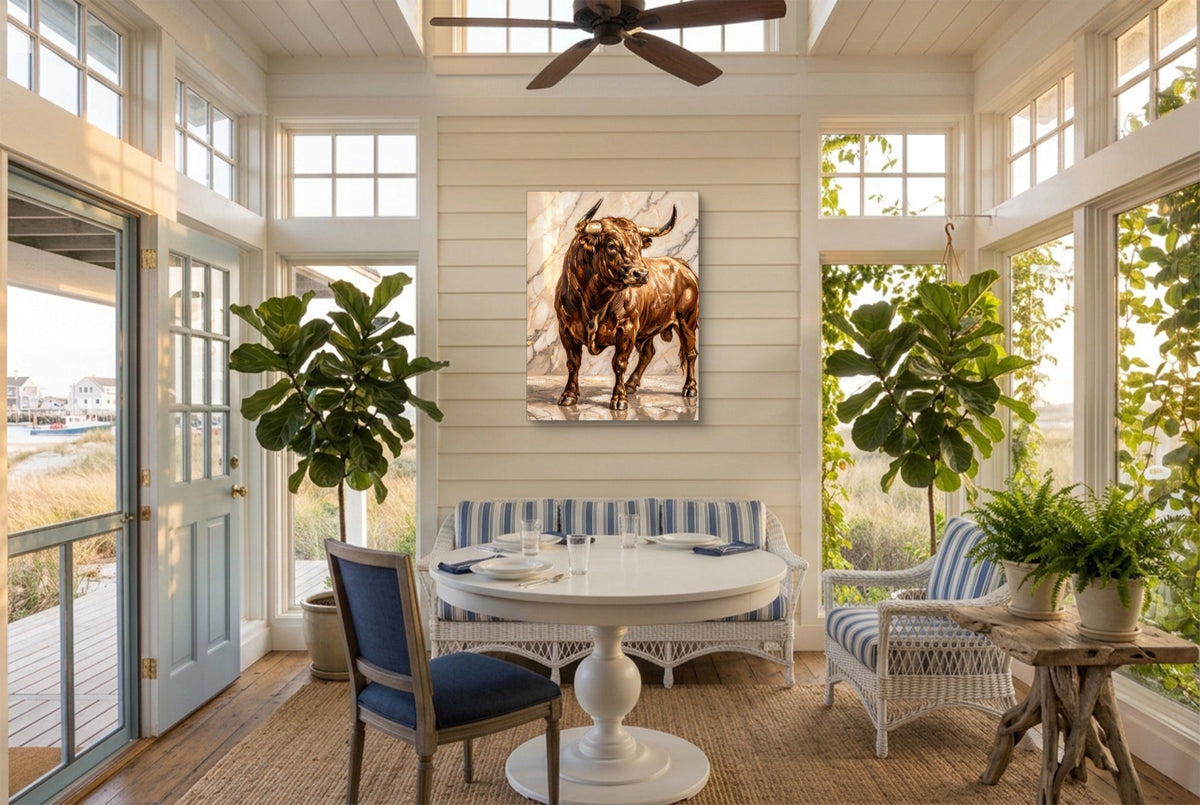 Bull in Marble Hall - Luxury Wall Art