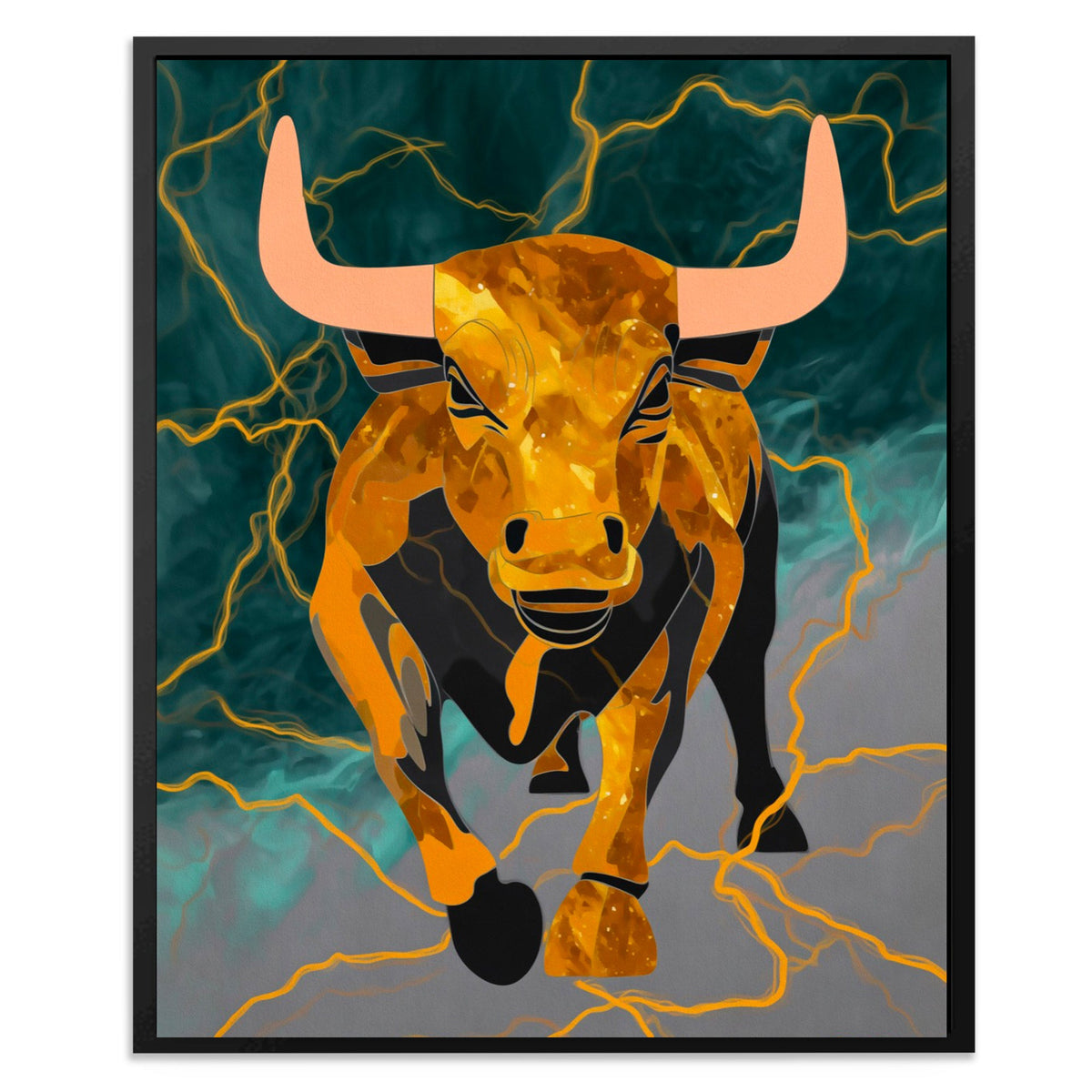 Bull Lightning Charge - Luxury Wall Art