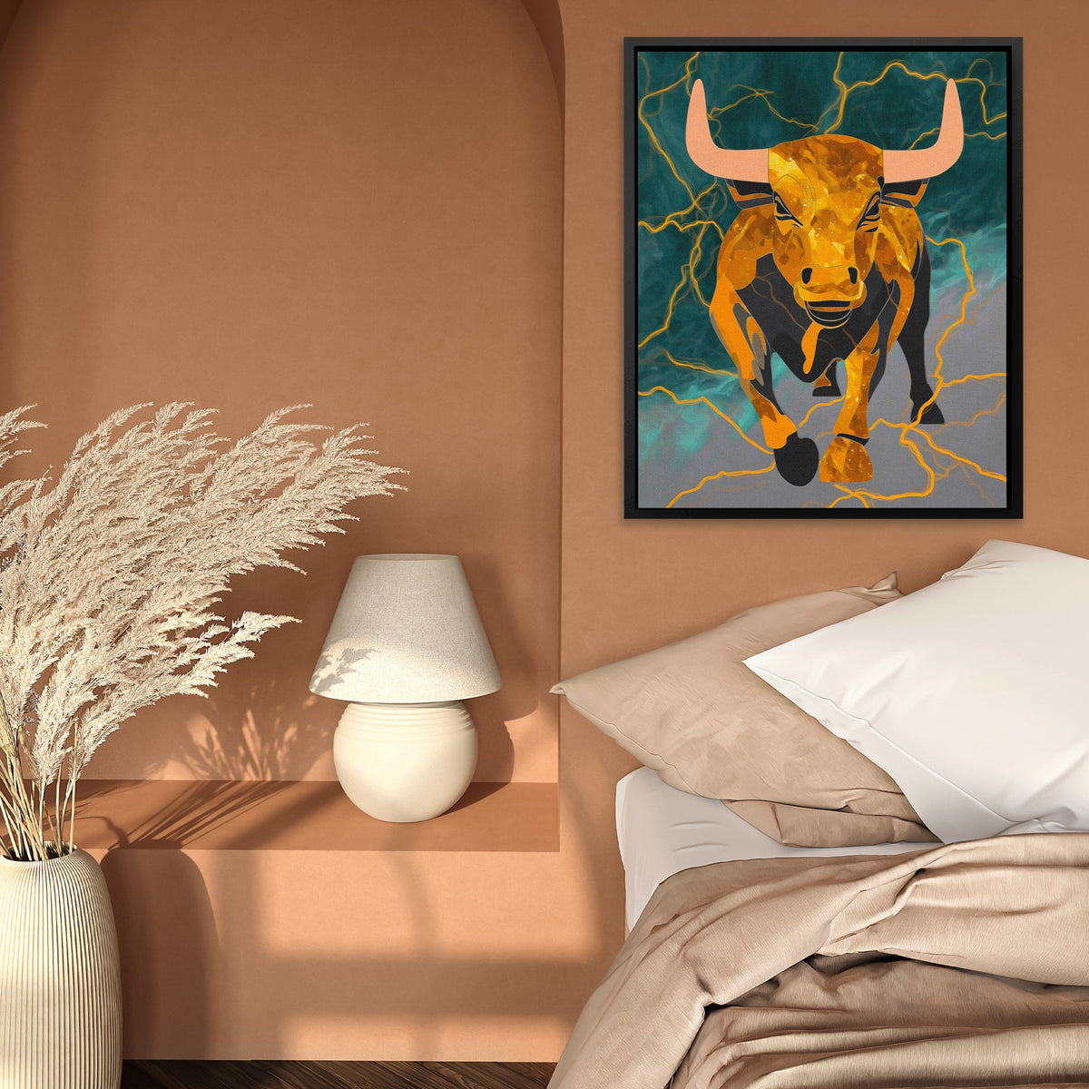 Bull Lightning Charge - Luxury Wall Art