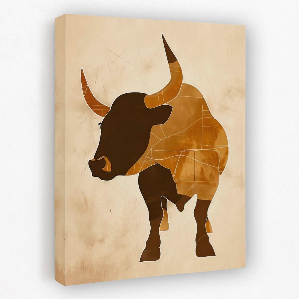 Bull Outline - Animals Canvas Wall Art