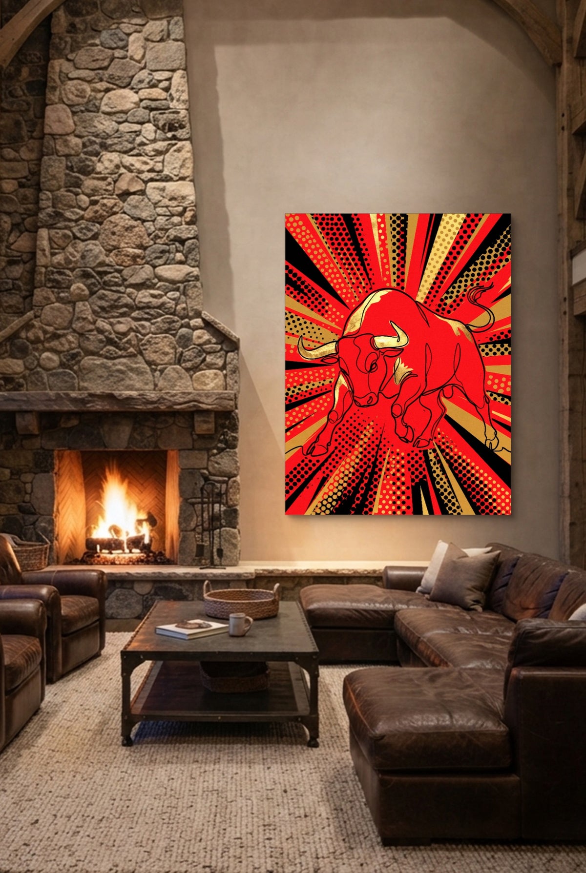 Bull Red Charge — bull red charge p living room interior space 1port flush print