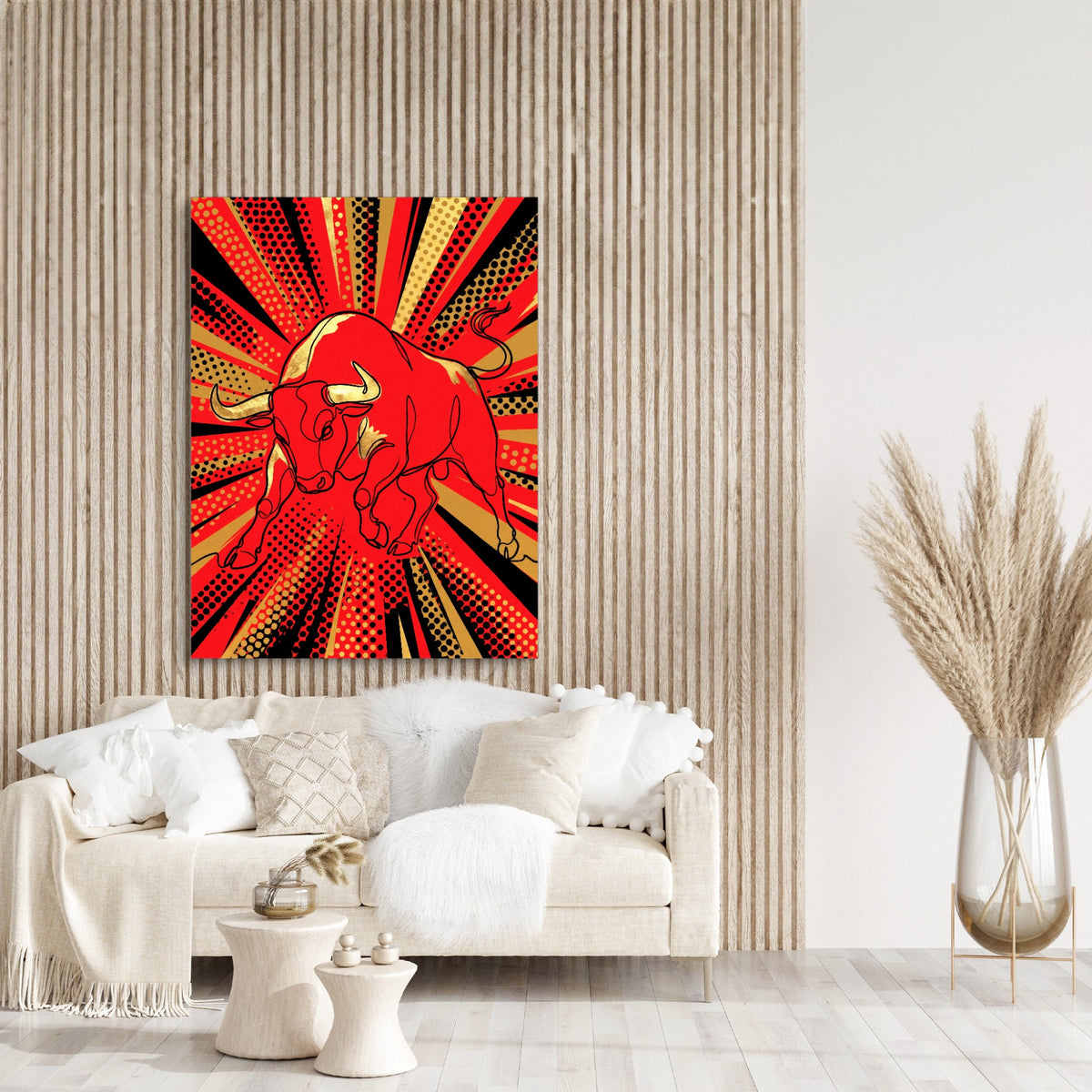Bull Red Charge — bull red charge sq beige art room 1port flush print