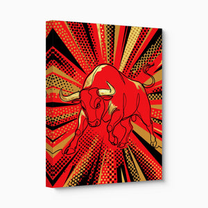 Bull Red Charge — bull red charge angled flush print