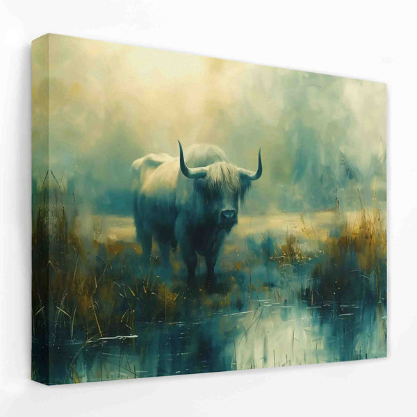 Bull Reflection - Tranquil Nature Artwork
