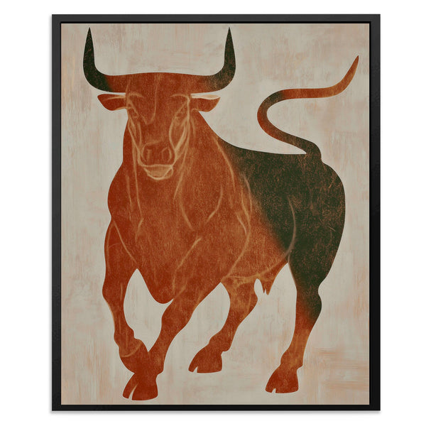 Bull Rust Thunder Canvas | Vintage Animal Art