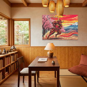 Bull Samurai Charging - Luxury Wall Art