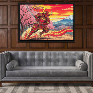 Bull Samurai Charging - Luxury Wall Art
