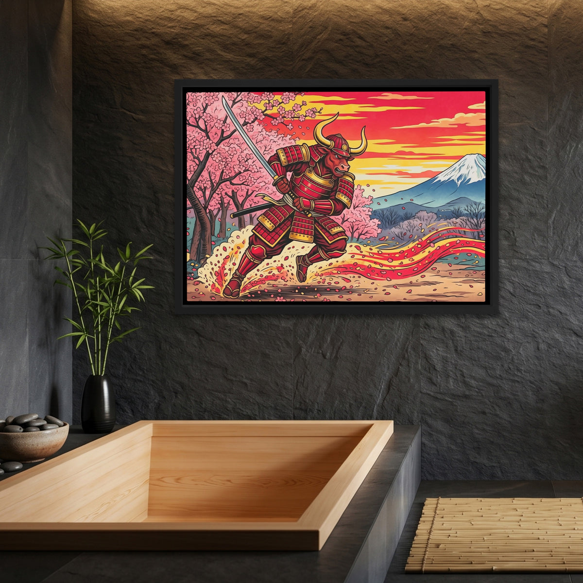 Bull Samurai Charging — Bull Samurai Charging Bamboo Bathroom Land 41