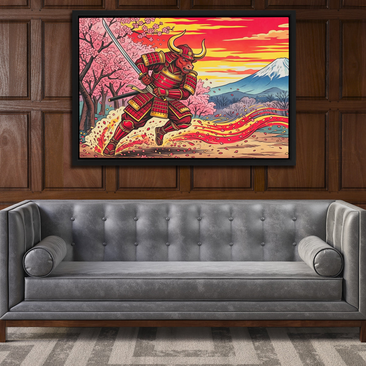 Bull Samurai Charging — Bull Samurai Charging Luxury Wood Walls 169