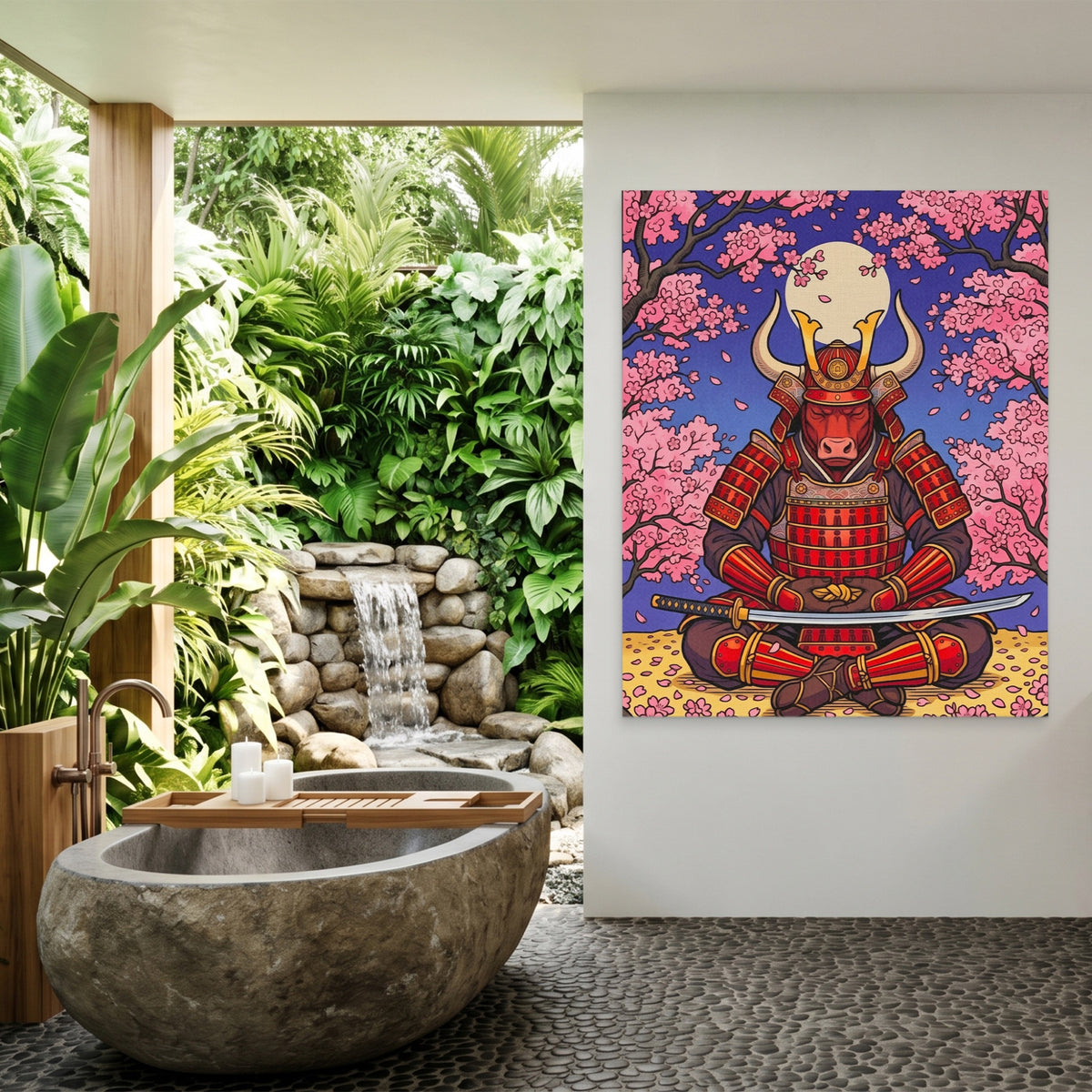 Bull Samurai Meditation — Bull Samurai Meditation Outdoor Bathroom Port 8
