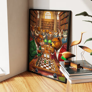 Bull V Bear Chess Match — Bull V Bear Chess Match New   Living Room Wall Apartment Zoom 37