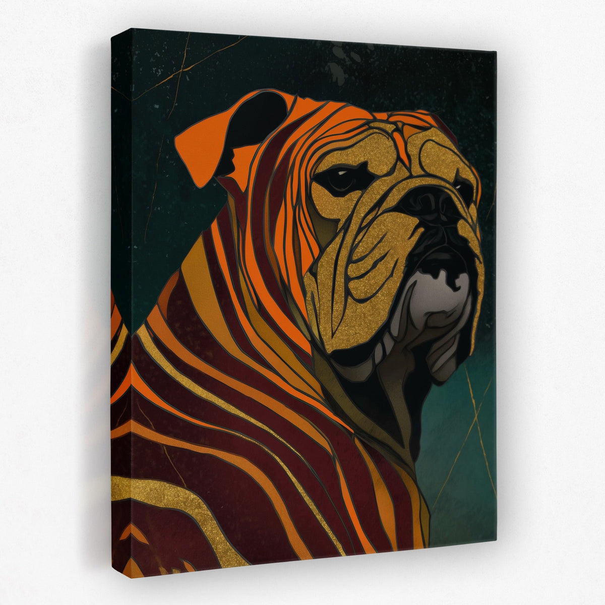 Bulldog Burgundy Nouveau canvas wall art
