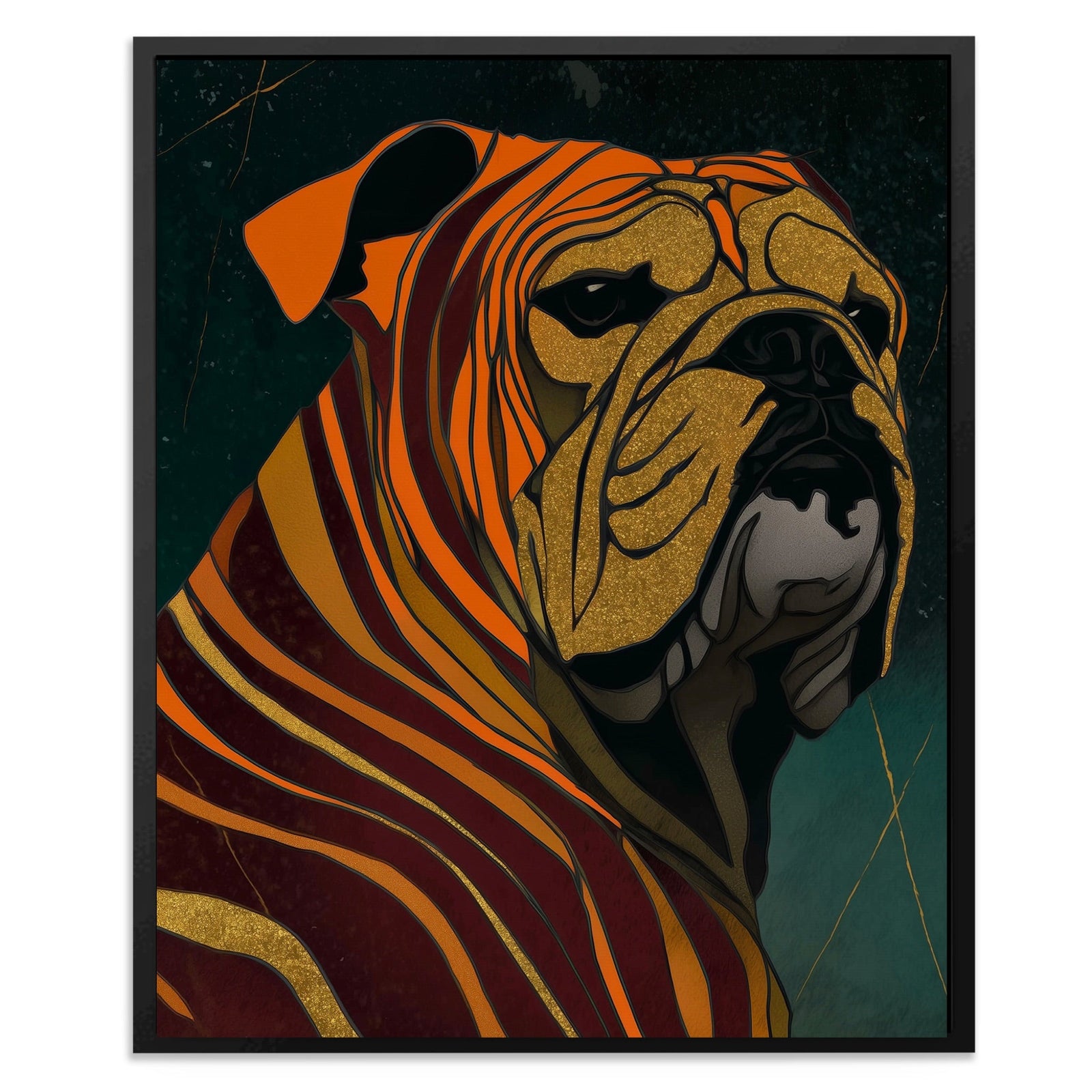 Bulldog Burgundy Nouveau canvas wall art