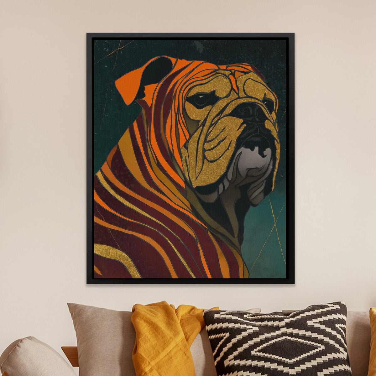 Bulldog Burgundy Nouveau — Bulldog Burgundy Nouveau Orange Room Zoom 221