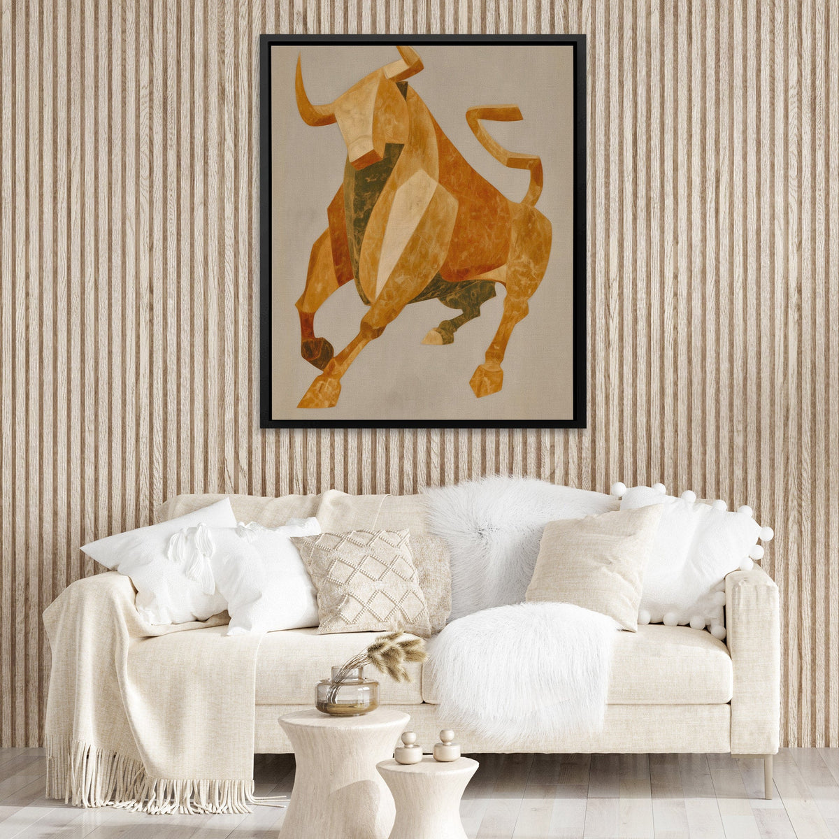 Bull's Amber Charge - Luxury Wall Art