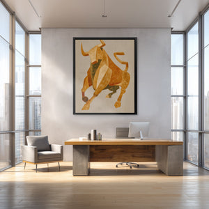 Bull's Amber Charge - Luxury Wall Art
