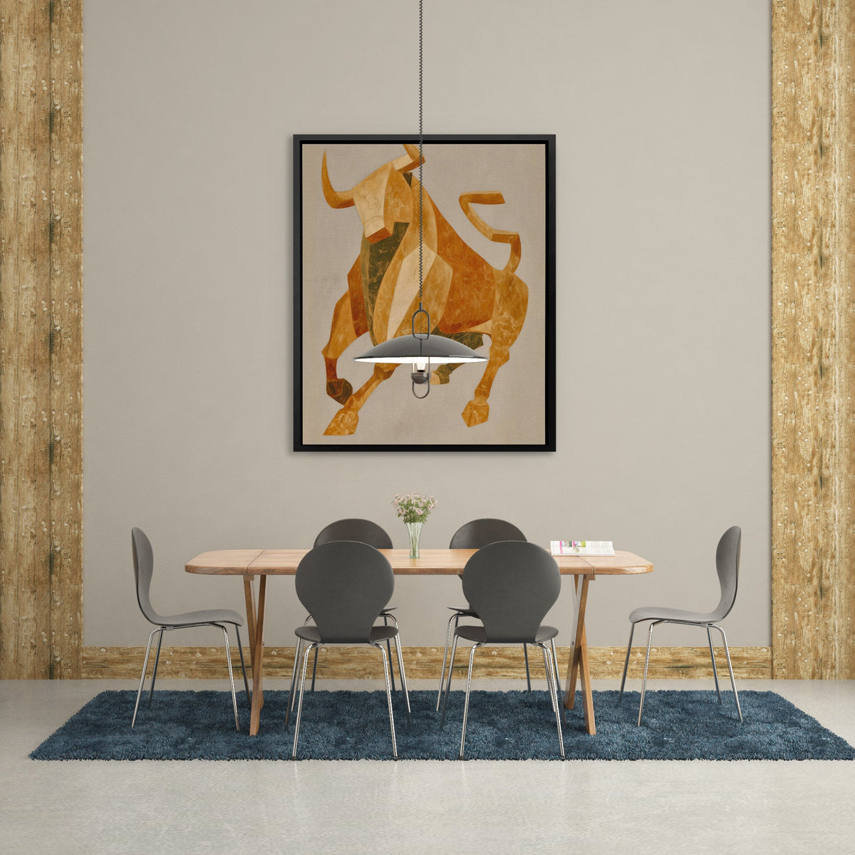 Bull's Amber Charge - Luxury Wall Art