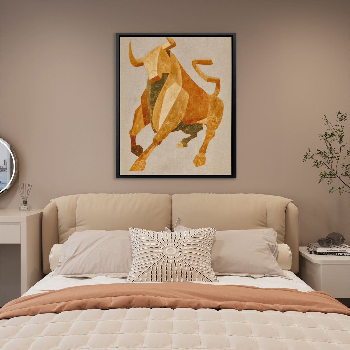Bull's Amber Charge - Luxury Wall Art