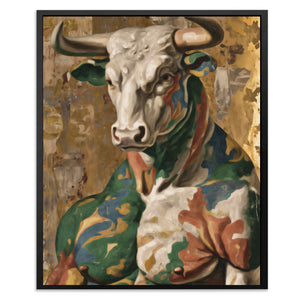 Bull's Camouflage Honor - Colorful Bull Canvas Print