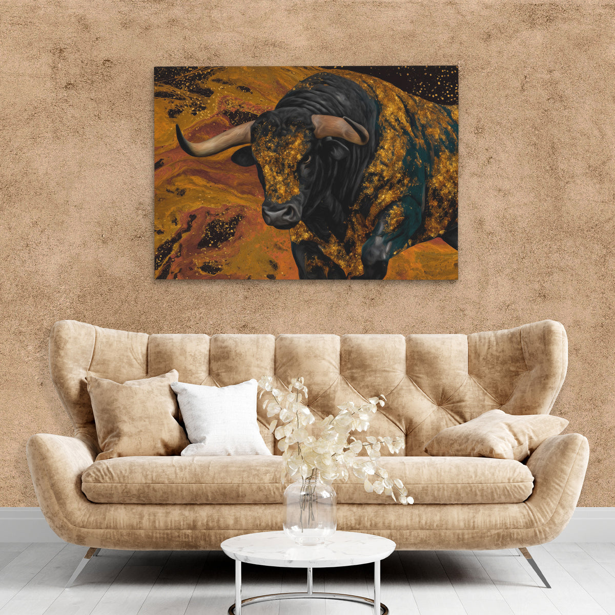 Bulls Golden Tempest - Luxury Wall Art