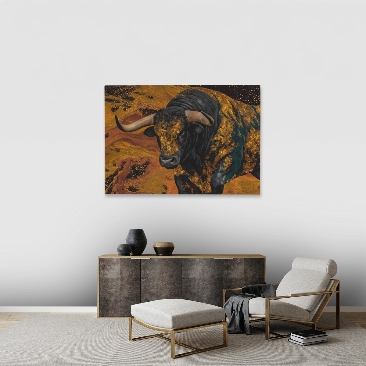 Bulls Golden Tempest - Luxury Wall Art