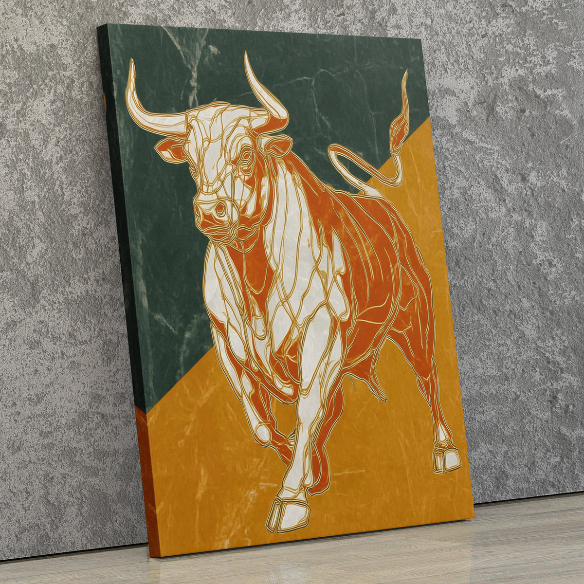 Bull's Molten Charge - Abstract Earth Tones Canvas Wall Art