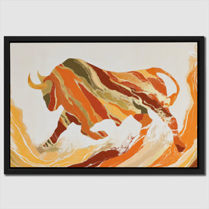 Bull's Molten Charge - Oversized Animals Canvas Wall Art