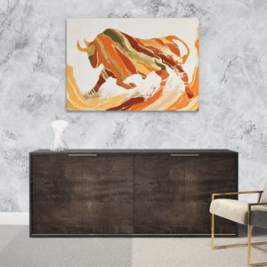 Bull's Molten Charge - Earth Tones Wall Art