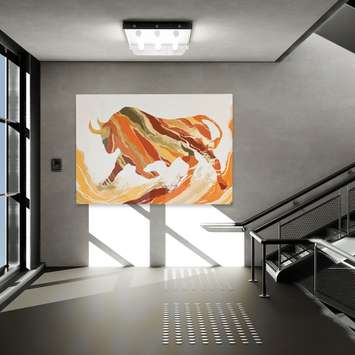 Bull's Molten Charge - Earth Tones Bull Canvas Print