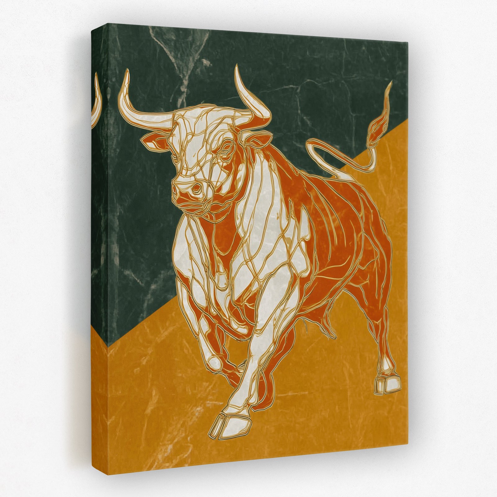 Bull's Molten Charge - Animals Canvas Wall Art