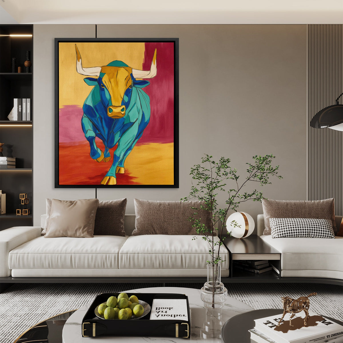 Bull's Turquoise Storm - Luxury Wall Art