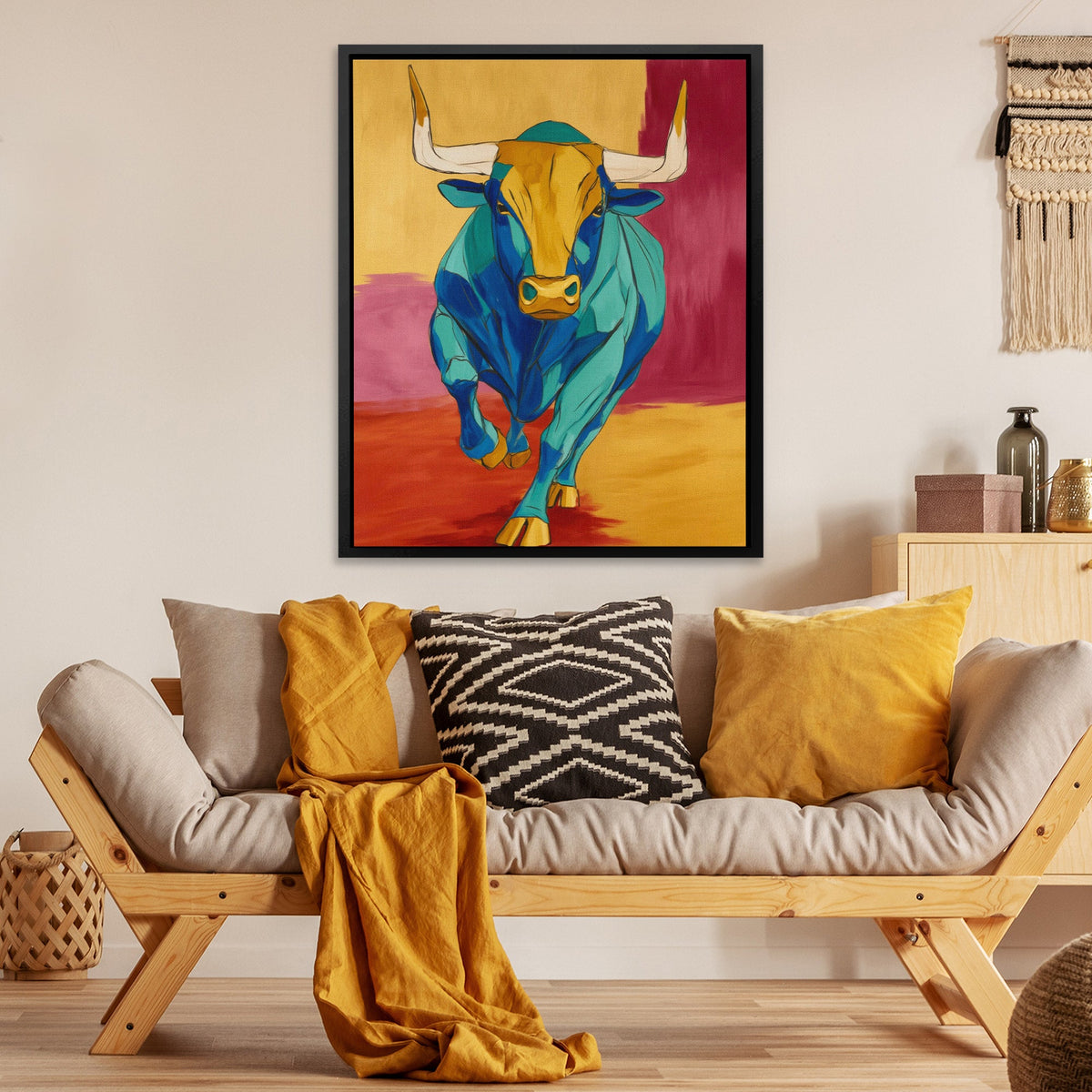 Bull's Turquoise Storm - Luxury Wall Art