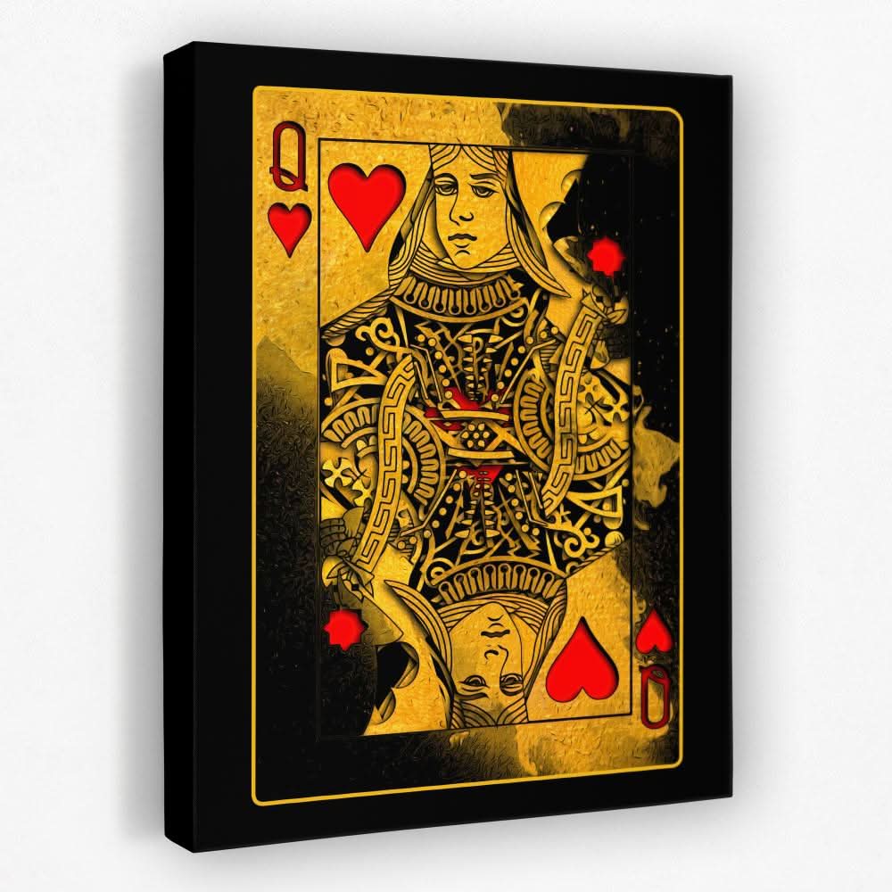 Burning Queen of Hearts - Card Canvas Wall Art