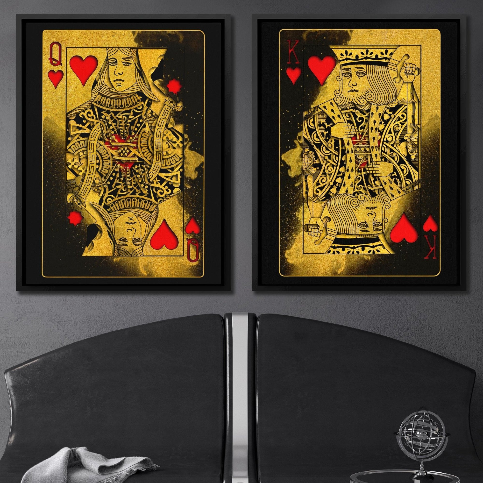 Burning Royal Hearts Couple - Luxury Wall Art