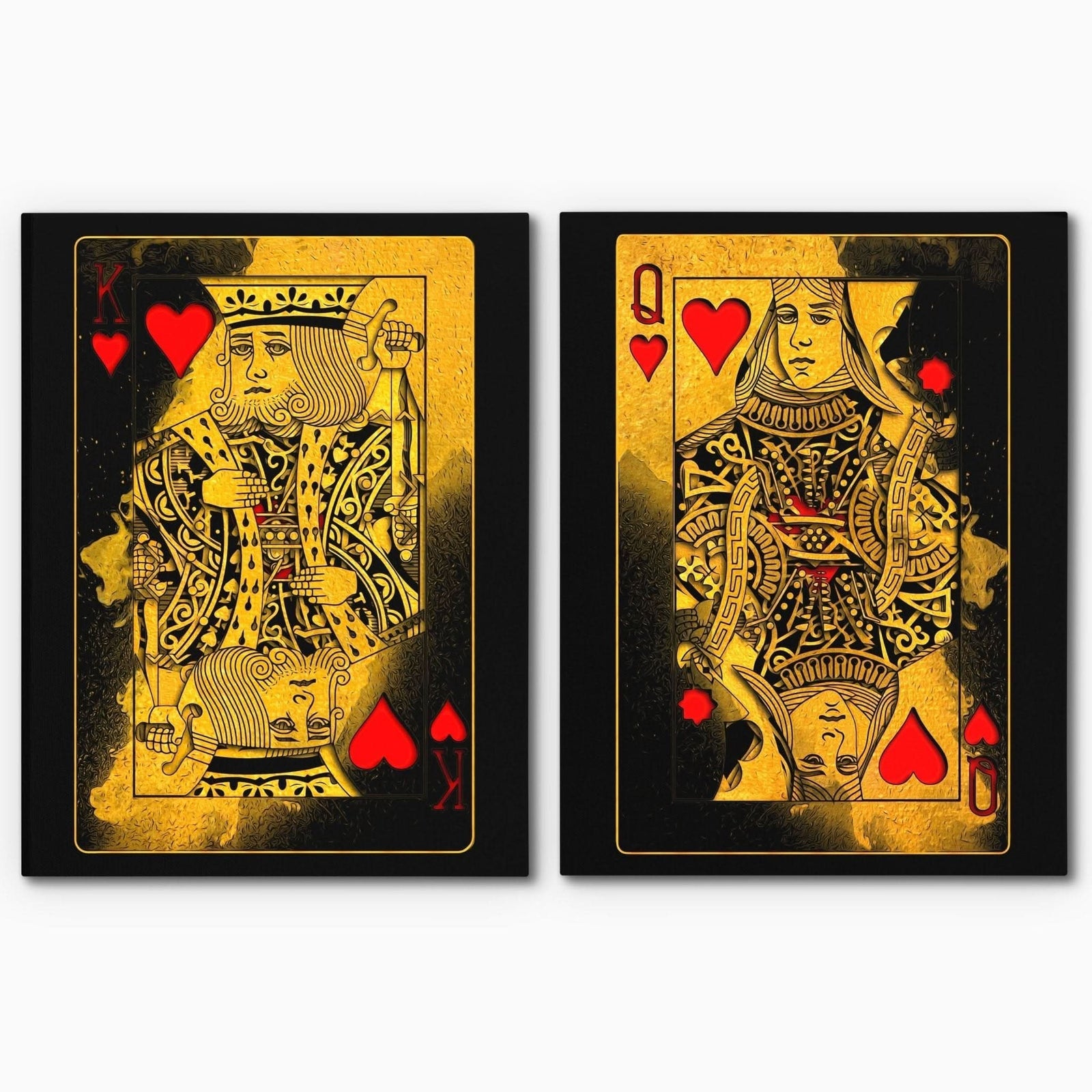 Burning Royal Hearts Couple - Couples Canvas Wall Art