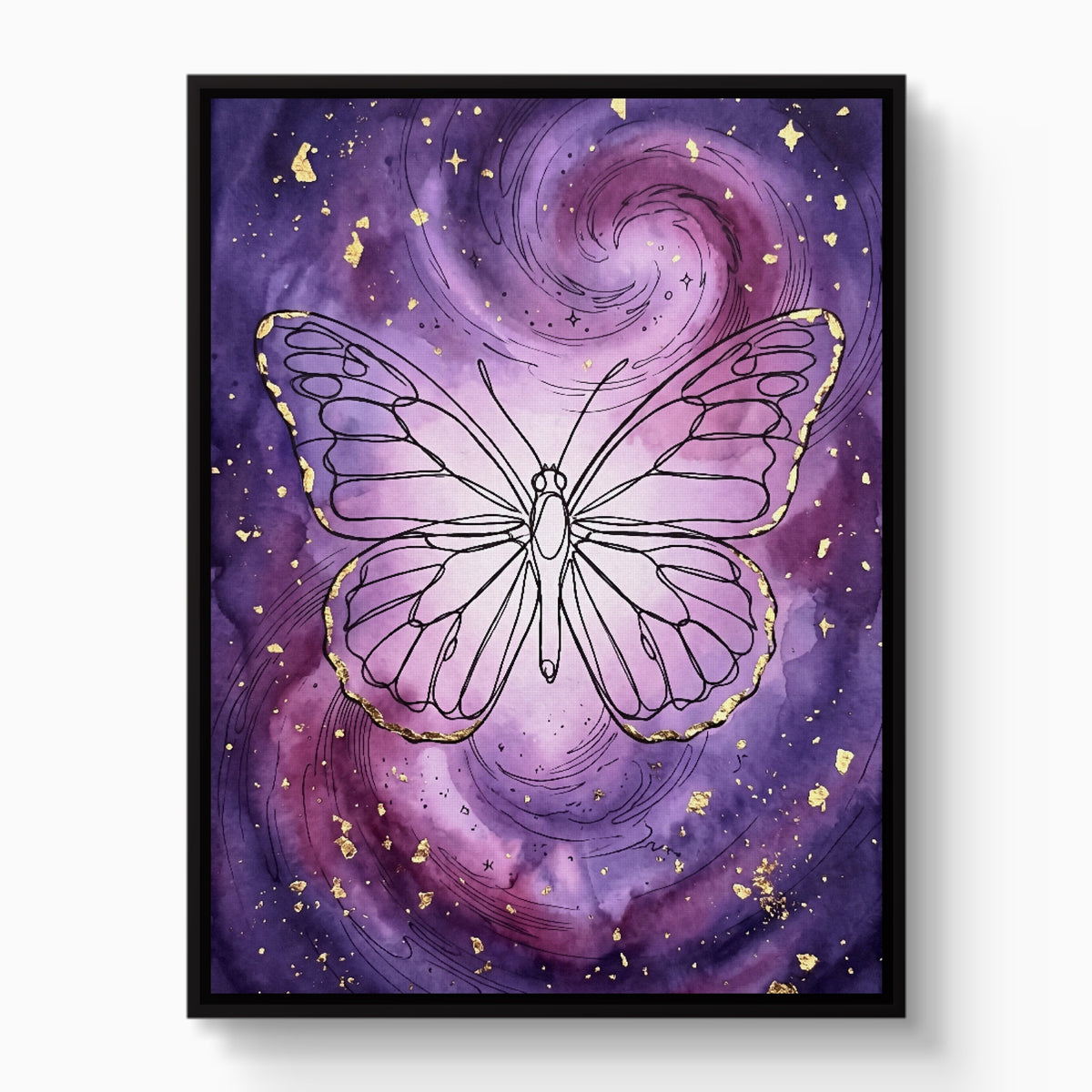 Butterfly Gilded Galaxy — butterfly gilded galaxy white studio framed black