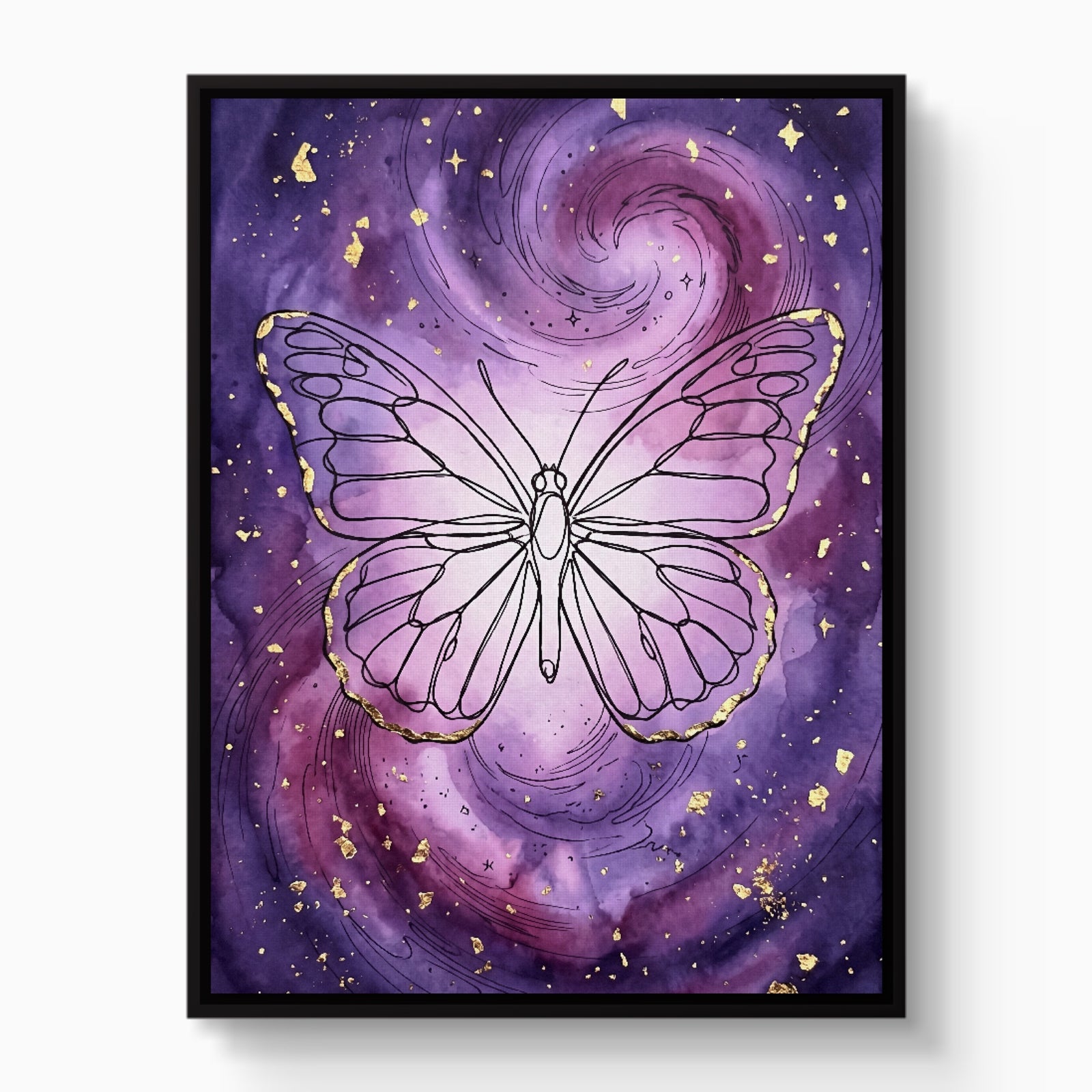 Butterfly Gilded Galaxy — butterfly gilded galaxy white studio framed black