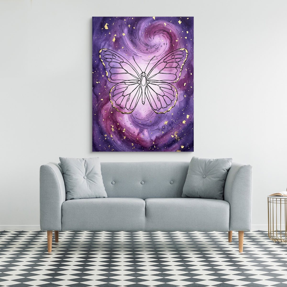 Butterfly Gilded Galaxy — butterfly gilded galaxy sq checkered floor 1port flush print