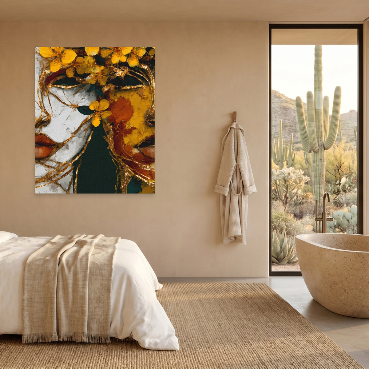 Butterfly Golden Ascension canvas wall art, room view