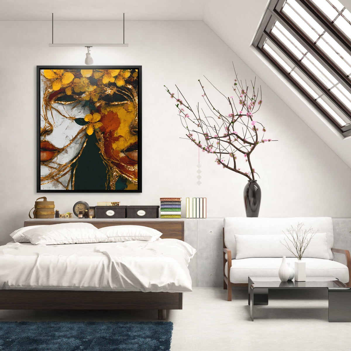 Butterfly Golden Ascension canvas wall art, room view