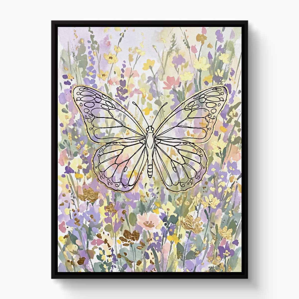Butterfly Golden Meadow — butterfly golden meadow white studio framed black