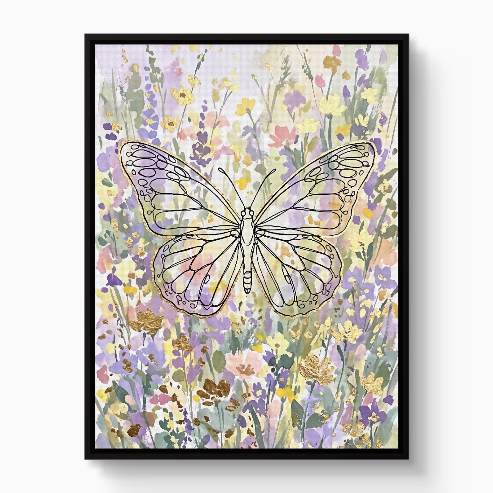 Butterfly Golden Meadow — butterfly golden meadow white studio framed black