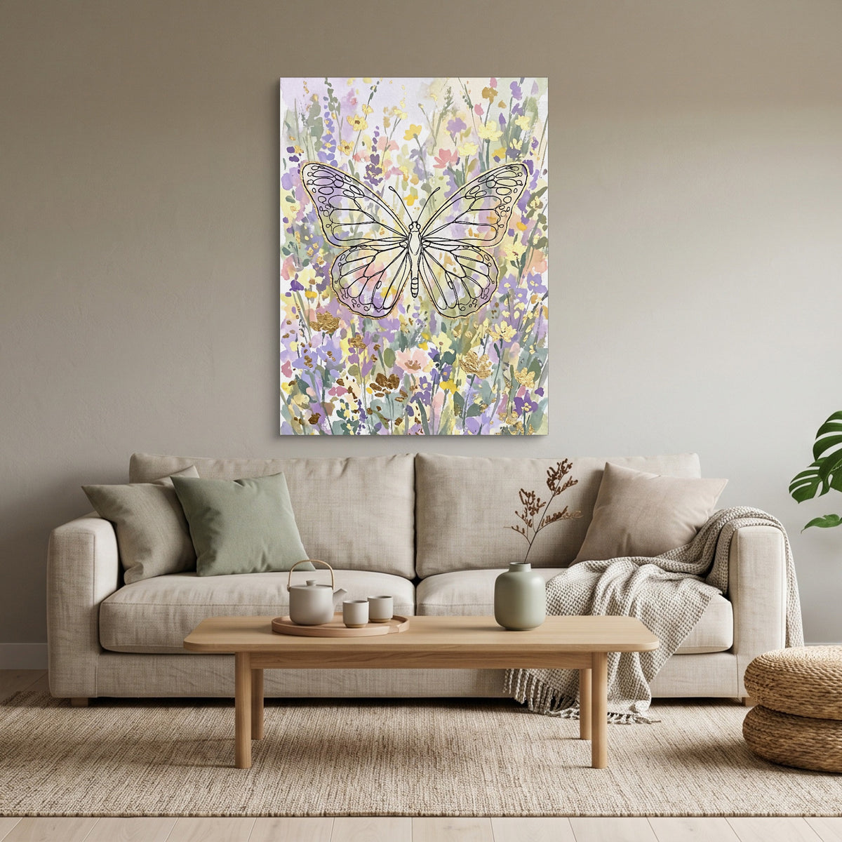 Butterfly Golden Meadow — butterfly golden meadow sq calm vibes 1port flush print