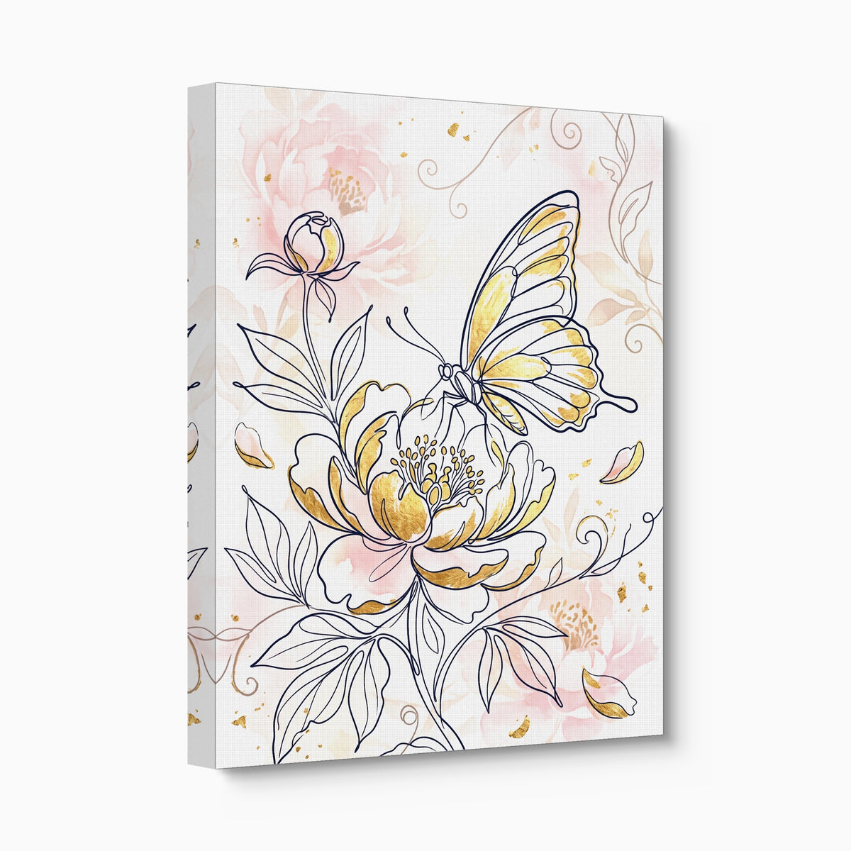 Butterfly Golden Peony — butterfly golden peony angled flush print